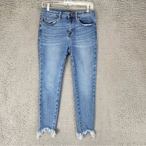 Judy Blue Jeans Womens 29 Blue Skinny Fit Stretch Mid Rise Cropped Fray
